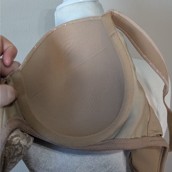 Soma Stunning Support Full Coverage Floral Lace Underwire Taupe Bra Size 32DD - Picture 8 of 9